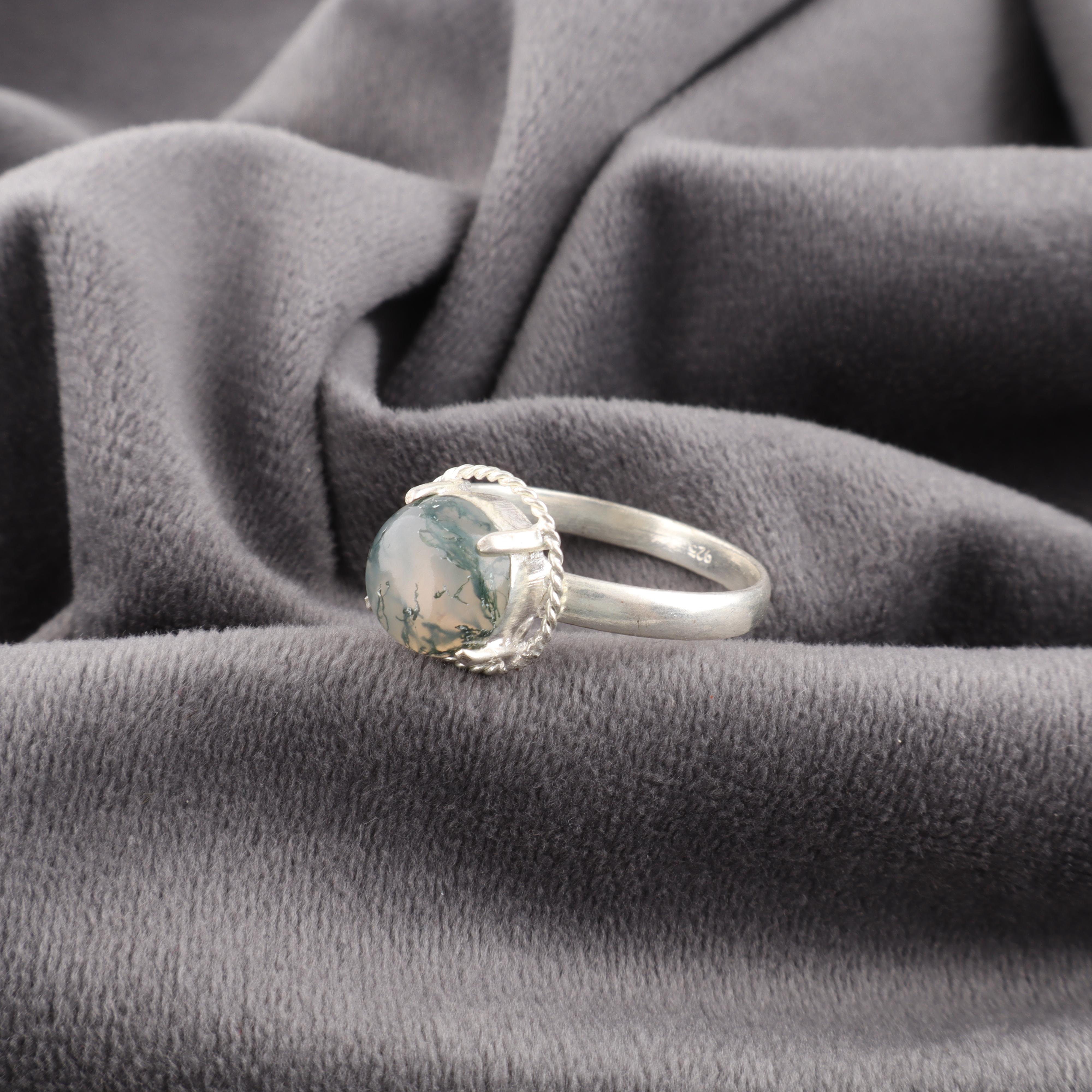 

Кольцо с моховым агатом, ювелирное изделие, кольцо из серебра 925 пробы, ювелирное изделие ручной работы, для свадебного подарка 12 зелёный
