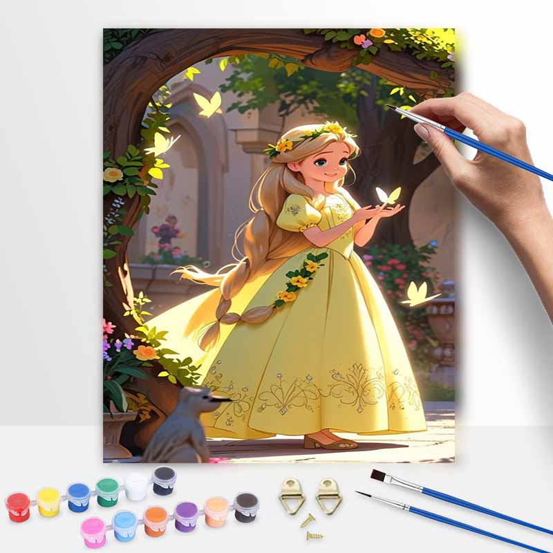 Disney Rapunzel oil painting handmade painting kit diy home room decoration gift 20x30cm
