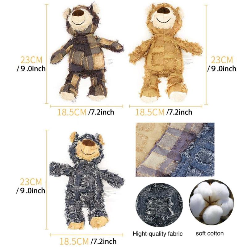 Teddybär für Haustiere, Geräusche machendes Spielzeug, Plüsch, interaktives Hundespielzeug, Schleifen, Reinigen der Zähne, Anti-Biss-Abreagieren, Spielzeug, Bär, Haustierbedarf