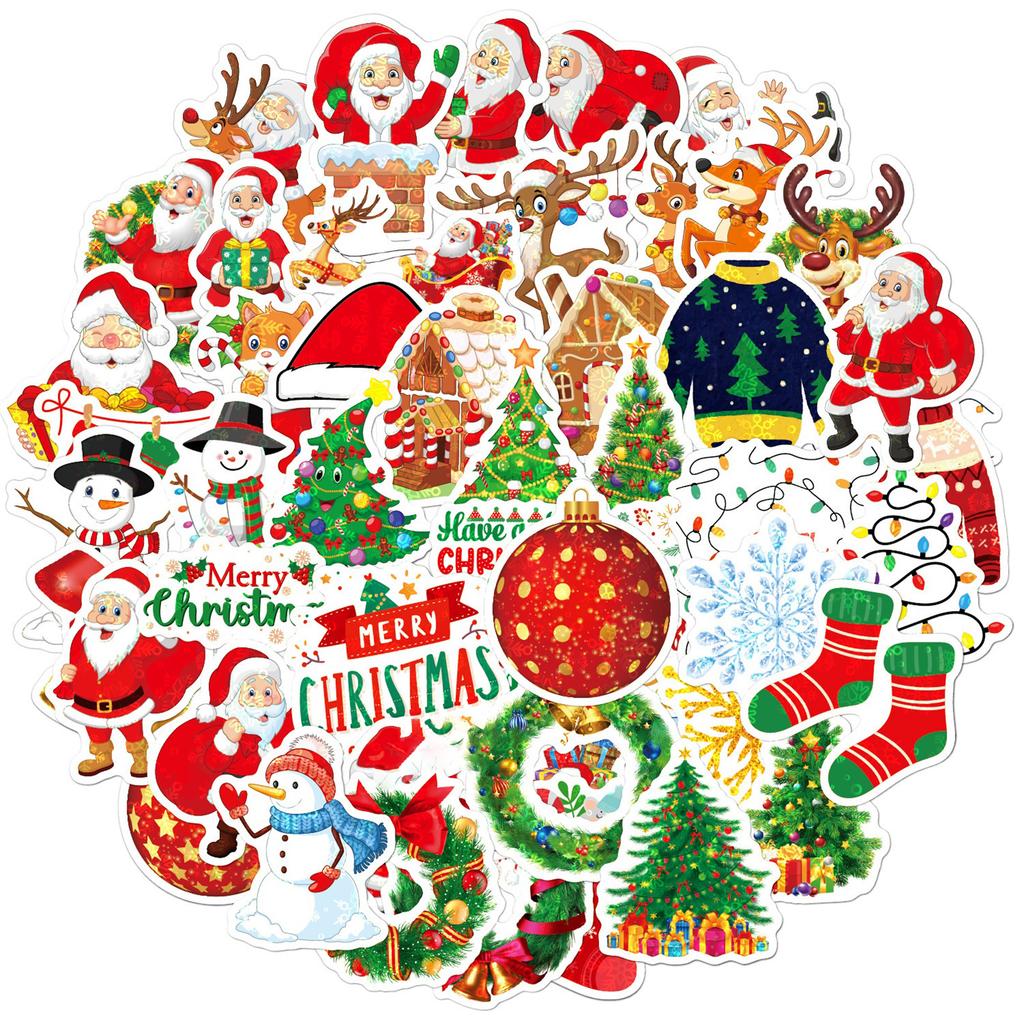 50 Pcs Christmas Stickers , Festival Gifts , Decoration , Small Patterns , Handbooks , Stationery Boxes , Stickers