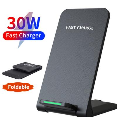 30W Qi Wireless Charger Stand For iPhone 14 13 12 11 Pro Xs Max Mini XR Foldable Fast Wireless Charging For Samsung S22 S21 S20