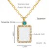 18K Titanium Steel Birthstone Pendant Necklace with Square Shell Design for Women