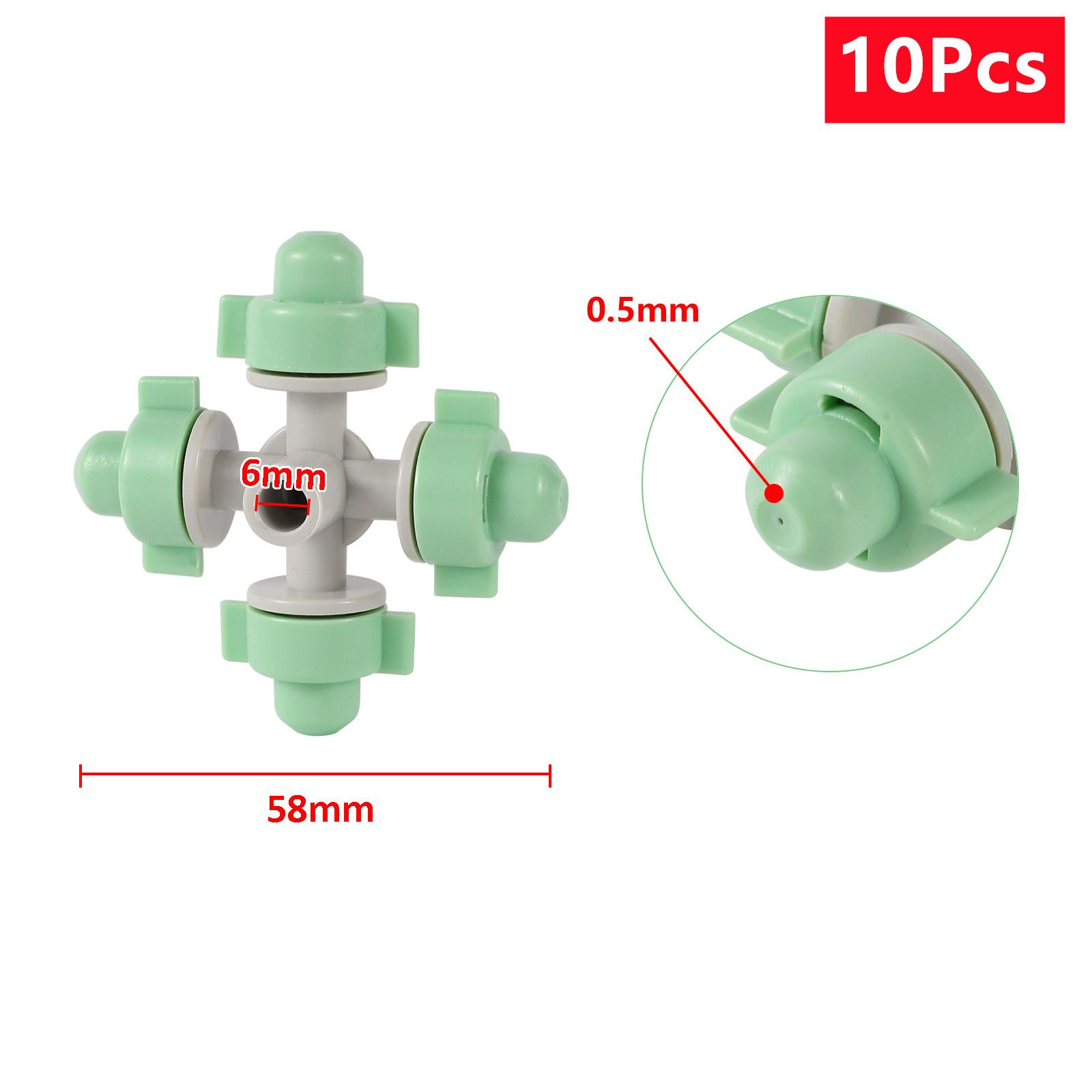 

10Pcs Anti Drip Misting Nozzle Kits 4/7mm Hose 4-way Sprinkler Heads Garden Lawn Irrigation Cooling Atomization Dust Removal