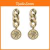 Elegant Gold Plated Alloy Hoop Earrings Modern Chain Braided Design For Women