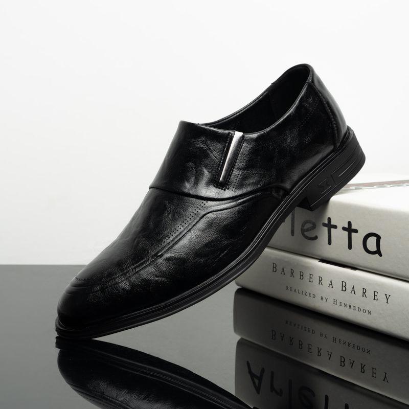 

2025 Осень Корейский Стиль Натуральная Кожа Дышащие Мужские Нескользящие Туфли Дерби - Бизнес, Свадьба, Жених, Черные 44 чёрный