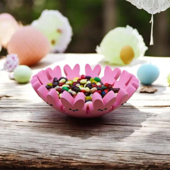 Yousheng Pink Bunny Bowl Candy Tray for Easter Decorations Festive Bunny Candy Dish Easter Gift Basket Home Decor for Family