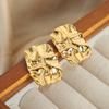 Wrinkle Texture Earrings For Women Needle  Charm Jewelry French Irregular Metal Earrings