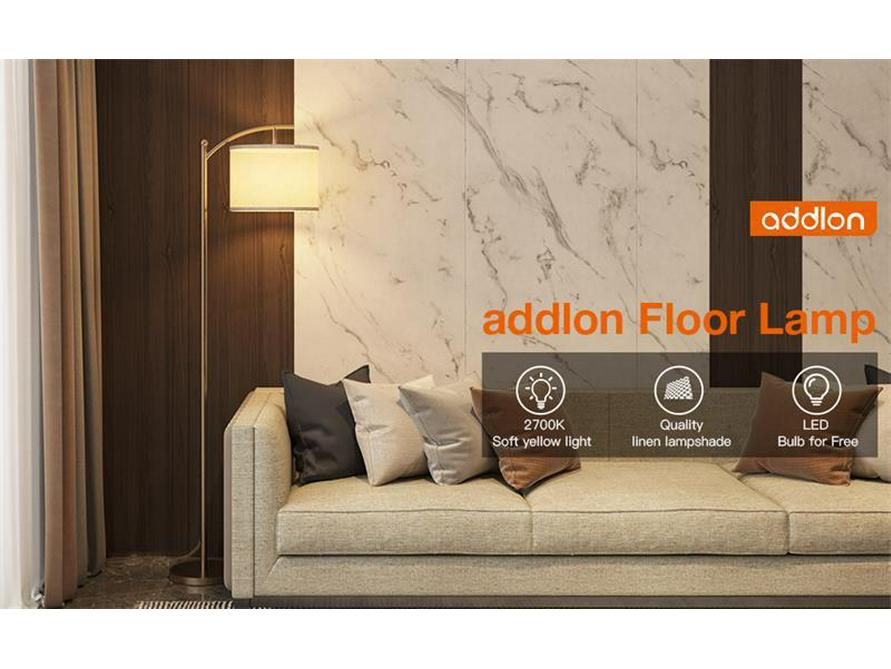 Retro Minimalist Fabric Floor Lamp - Dimmable Three-Color Lighting for Bedroom, Study, or Living Room