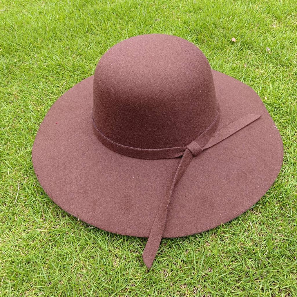 Female Hat French Retro Bowler Hat Women Wide-brimmed Wavy Fedora Hat Autumn and Winter Bow Hat Hat Adult Children Hat
