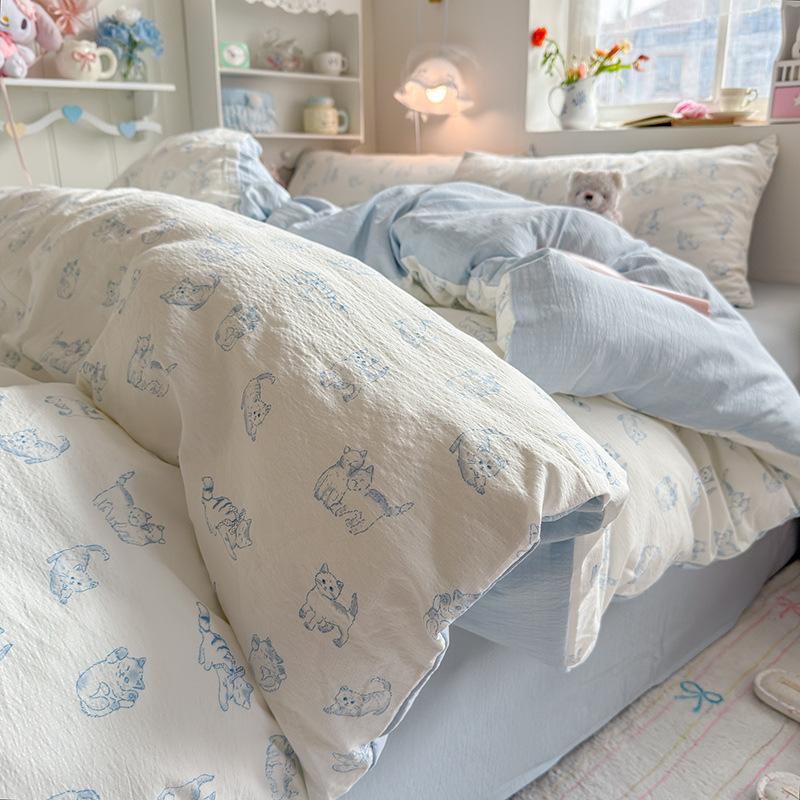 Pure Cotton Cloud Feel Double Layer Dormitory All Cotton Wood Cotton Quilt Cover Soft Breathable Durable Bedding Essential