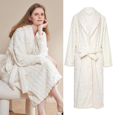 Microfiber White Women's Plush Spa Bath Robe Women's Long Plush