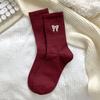 Women Socks Autumn Winter Cotton Knitted School Girls Middle Tube Socks Women Casual Striped Hip Hop Skateboard Sports Socks Sox