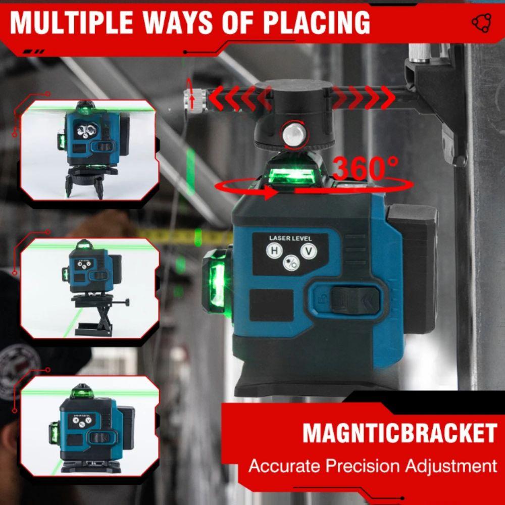 Horizontal Vertical Cross 360° Rotating Laser Level Green Beam Laser Level Construction Site