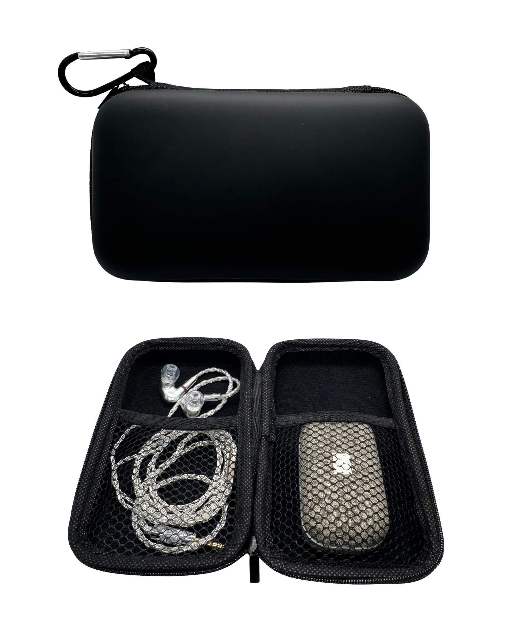 

DearJapan Earphone Pouch with Mesh Earphone Case on Both Perfect for Owners of Both Wired and Wireless Earphones Carabiner, Sides, (001)