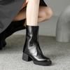 Fashion NEW Autumn Women Boots Split Leather Shoes for Women Round Toe Chunky Heel Shoes Zipper Pants Boots Casual Platform Modern Boots