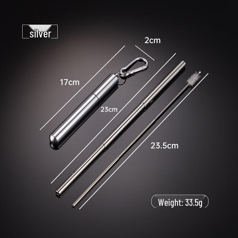 Qianxing 304 Stainless Steel Retractable Straw Set