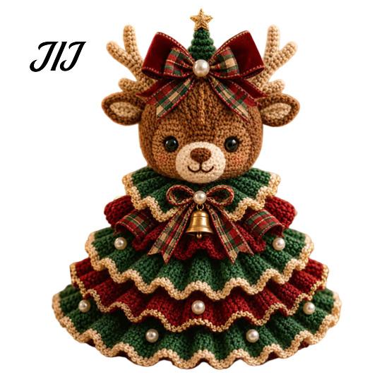 Handmade Birthday Gift Ideas Animal Xmas Tree Crochet Kit, Christmas DIY Cute Ornaments Highland Cow Forest Craft Kit for Beginners, Holiday