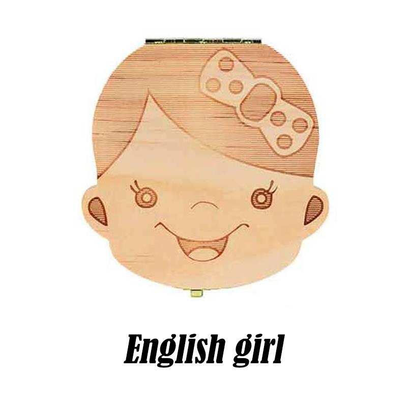 10 Sprachen: Englisch, Niederländisch, Spanisch, Portugal, Französisch, Russland. Baby-Zahnbox aus Holz, Organizer, Milchzähne, Aufbewahrung, Zähne sammeln, Nabelschnur, Gifs speichern