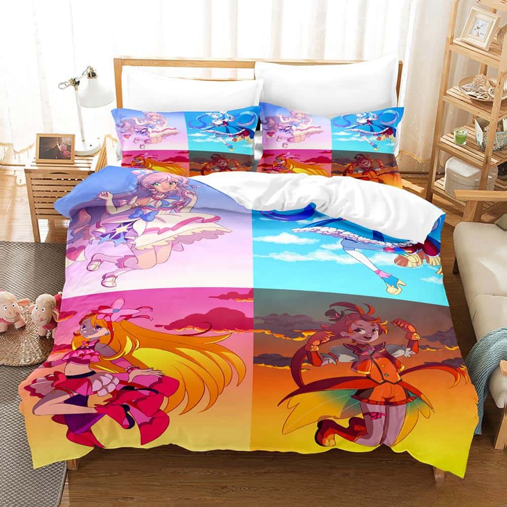 3D Kawaii Anime Hirogaru Sky! Pretty Cure Bedding Set Single Twin Full Queen King Size Bed Set Adult Kid Bedroom Duvetcover Sets