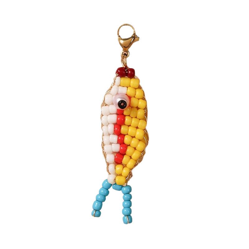Colorful Beaded Fish Pendant Keychain - DIY Dopamine Series