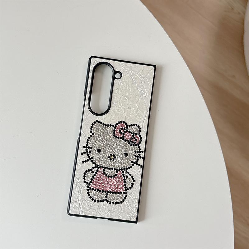 

Applicable To Samsung Zflip7 Clamshell Folding Screen Mobile Phone Case Fold6 Rhinestone Kt Cat Huawei Pocket2 Women S Model samsung zflip3