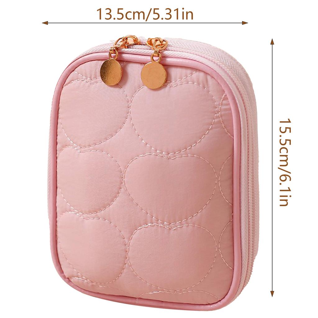 Portable Travel Makeup Bag Cosmetic Organizer Zipper Pouch for Women Girls Daily and Travel Use