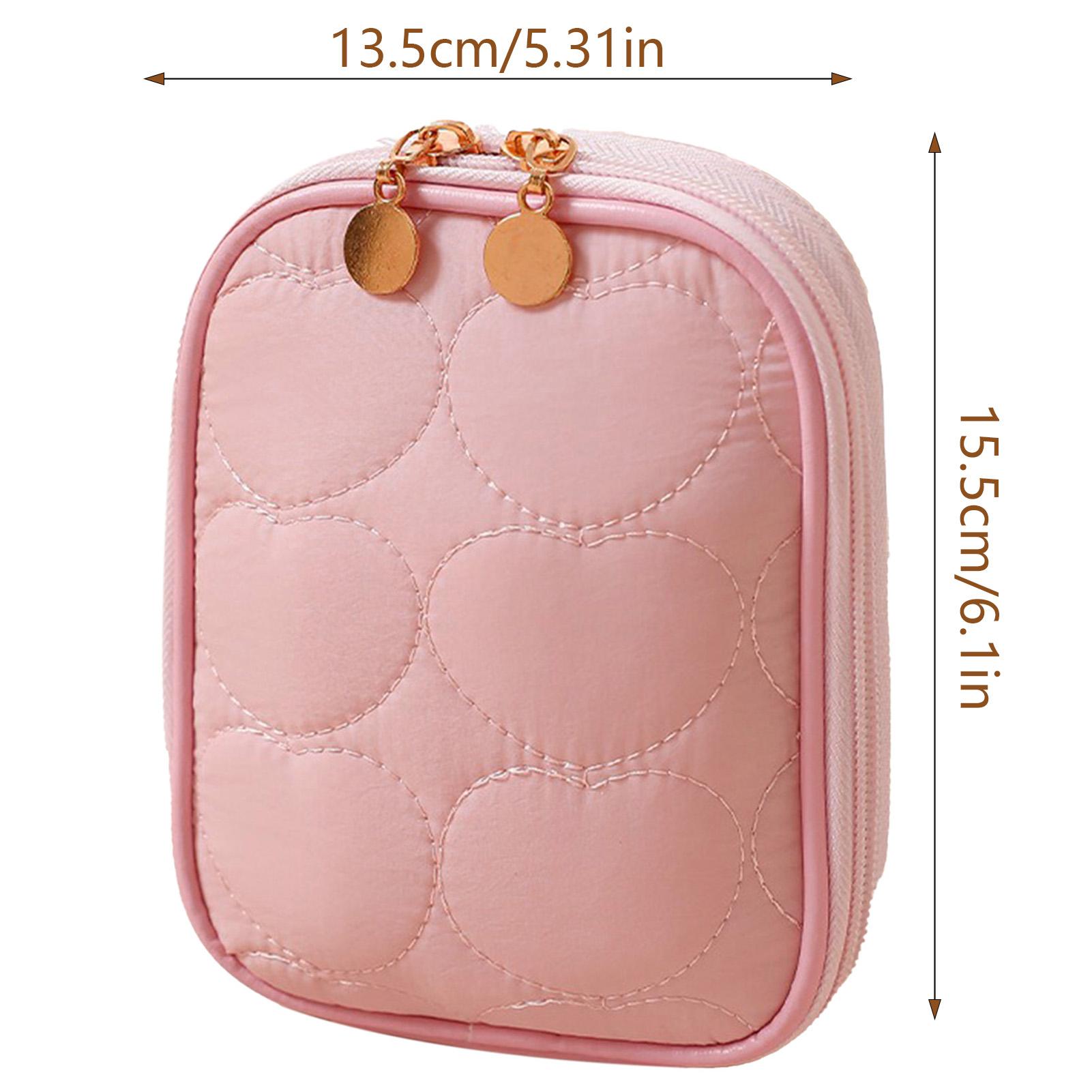 

Portable Travel Makeup Bag Cosmetic Organizer Zipper Pouch for Women Girls Daily and Travel Use светло-розовый