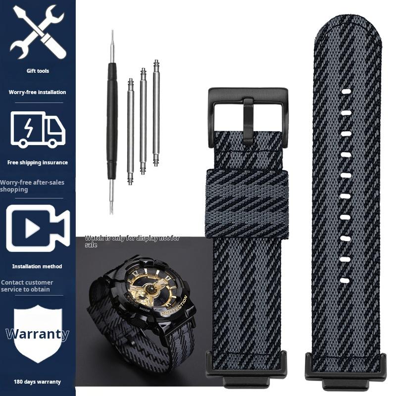 16mm Nylon Strap for Casio DW5600 GWM5610 GA110 GA2100 GA-700 Men's Outdoor Sports Watch Band Modified Metal Adapter Accessories