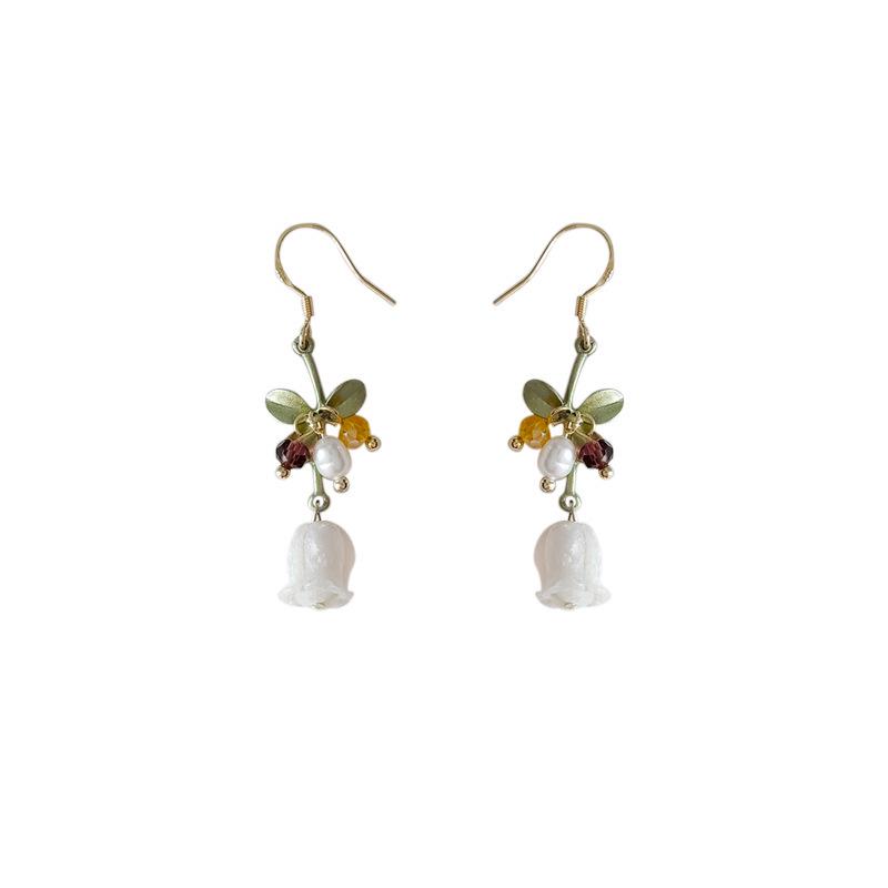Handmade 925 Silver Lily of the Valley Earrings - French Retro Design