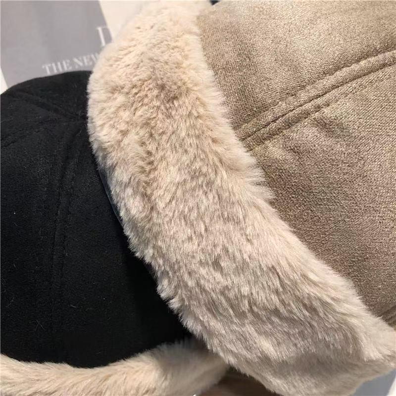 Retro Wildleder Plüsch Yuppie Kappe - Trendige Unisex Herbst/Winter Mütze