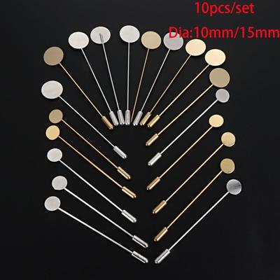10pcs/set New Jewelry Making Diy Craft Brooches Accessories Pin Cabochon Tray Cameo