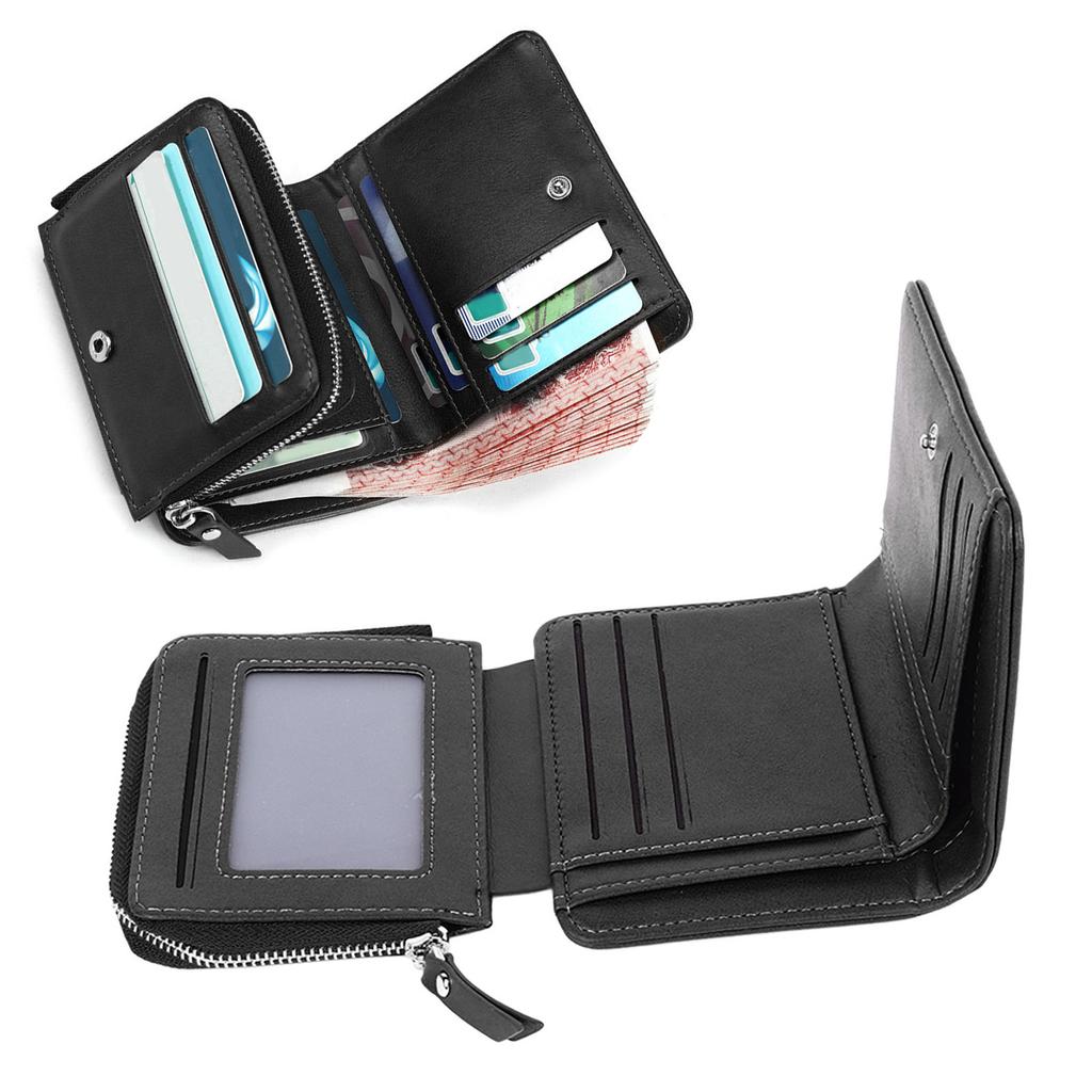 PU Wallet with Multiple Card Slots PU Leather Textured Trifold Three Fold Wallet for Men Boys