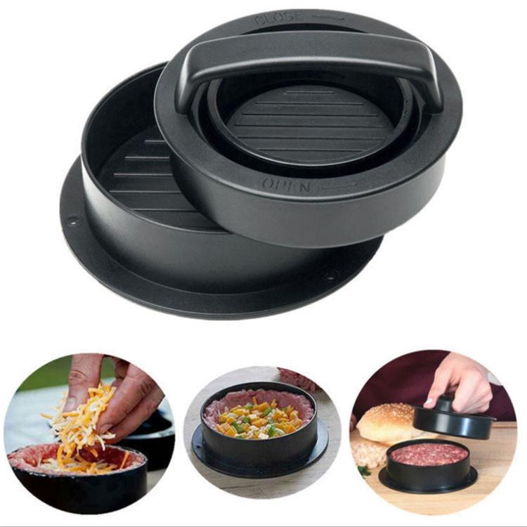 ABS Hamburger Press Meat Pie Press Stuffed Burger Mold Maker with Baking Paper Liners Patty Pastry Tools BBQ Kitchen Accessories 4