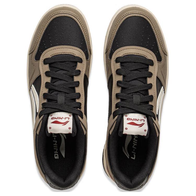 New LiNing Tianji Slip Resistant Cushioning Wear Resistant Lightweight Low Top Skateboard Shoes Men's Brown Black AGCV089-3