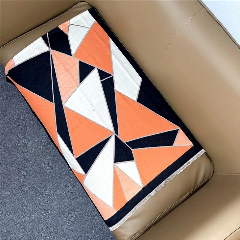 Autumn and Winter Thickened Geometric Color Matching Dual-purpose Shawl Student Scarf Imitation Cashmere Women's Dual-purpose Thermal Scarf