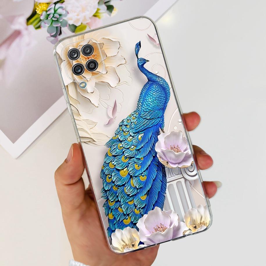 For Samsung Galaxy A12 Case Transparent Cover Fashion Flower Slim Soft TPU Phone Case For Samsung A12 SM-A125F M12 F12 A 12 Capa