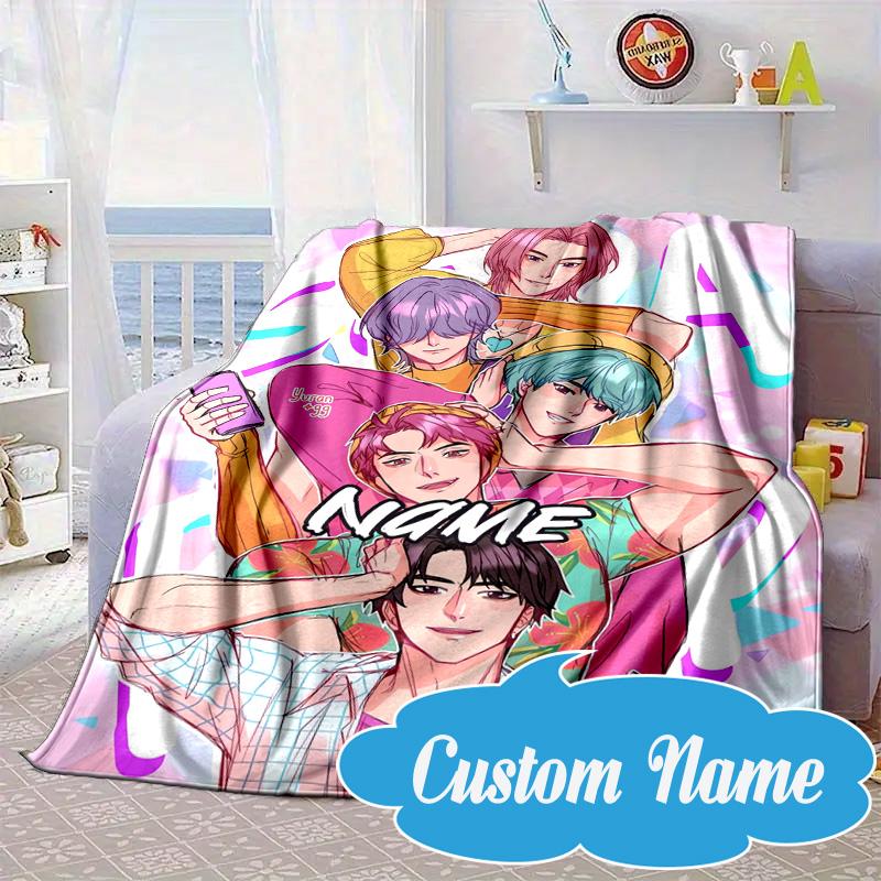 Custom Name KPop Fantasy Night Blanket bed sofa Blanket Flannel Blanket for Camping, Hiking, Picnic Essentials,gift for Fan family
