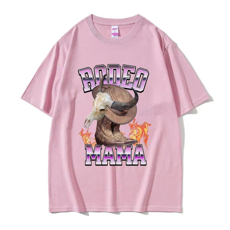 Funny Stylish Western Rodeo Mama T-shirts Men Women 90s Retro Oversized Cotton T Shirt Casual Loose O-Neck Short Sleeve T-shirts