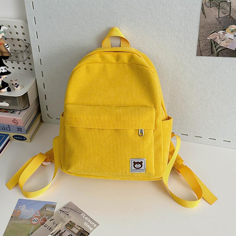 Mini Ryggsekk Dame Cordfløyel Ryggsekk Student Skoleveske