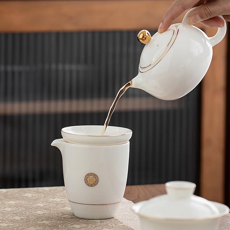 Mutton-fat Jade Porcelain Kung Fu Tea Set