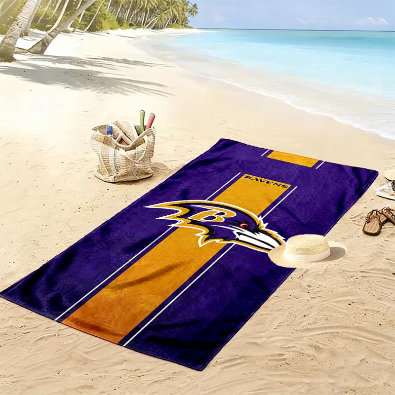 Baltimore Ravens Print Beach Towel, Large Soft Quick Dry Towel for Beach Camping Swimming