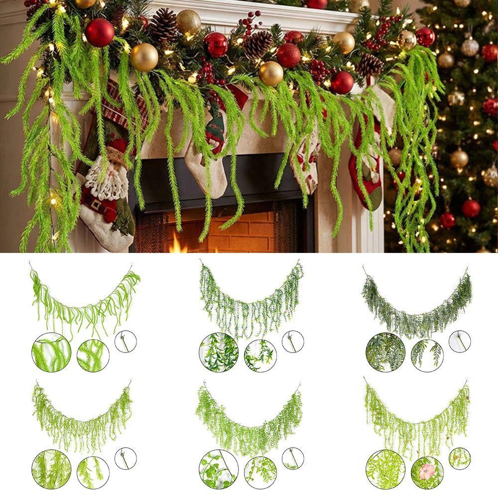 Creative Green Artificial Plant Vine 190cm Plastic Lifelike Leaves Vine Ornament Photo Props Wall Hanging Garland Spring