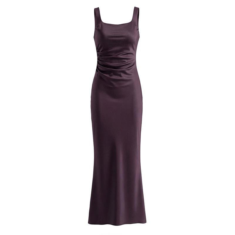 2026 French Square Neck Slim Backless Mermaid Evening Gown with Lace-Up Back