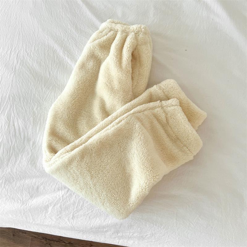 Women's Double-Pocket Coral Fleece Flannel Pajama Pants - Thick, Warm, and Perfect for Autumn/Winter