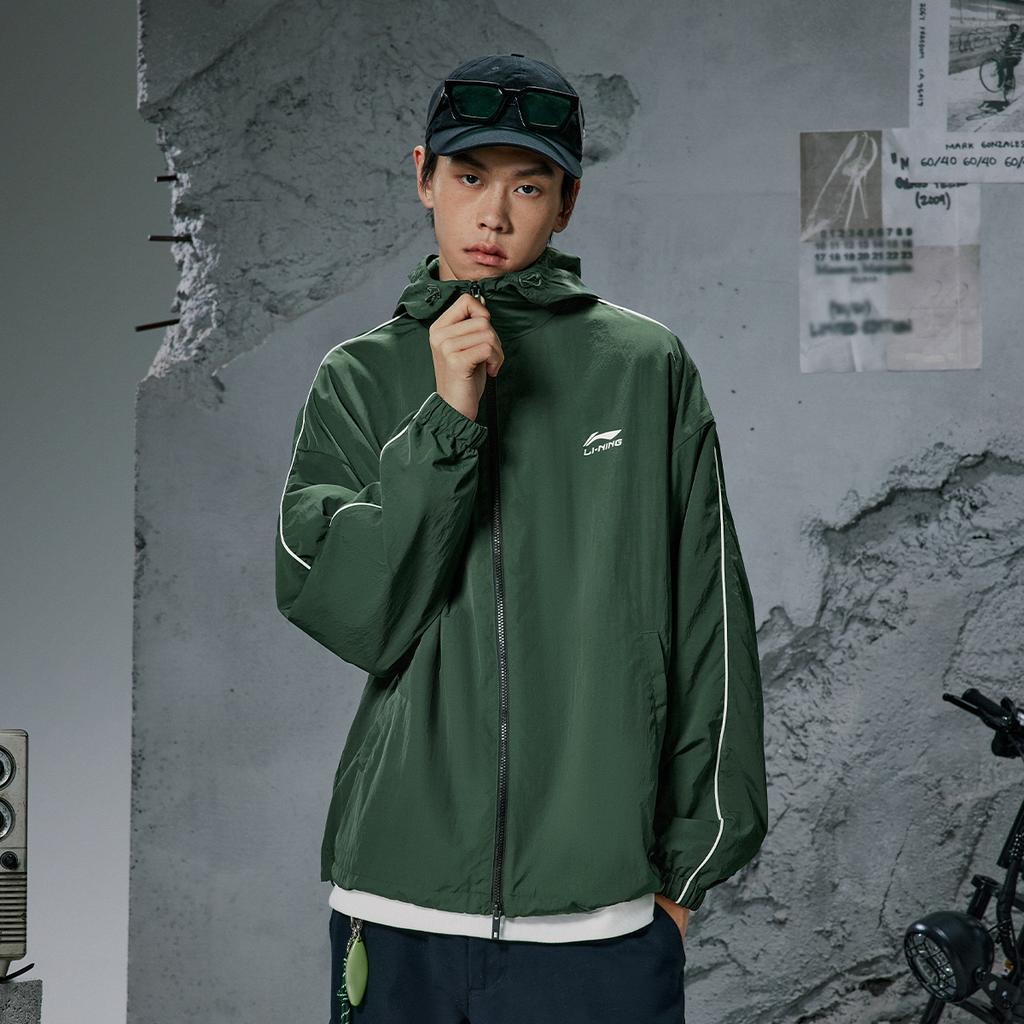 Li Ning Sports Lifestyle Series Hooded Logo Zip Casual Windbreaker Unisex Outerwear AFDVH29-3