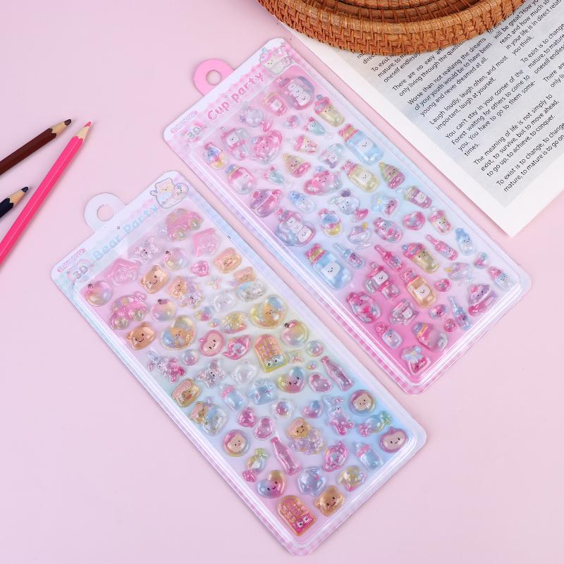 2/4Pcs Cute 3D Embossed Stickers For Scrapbooking Craft Supplies Diy Phone Case Decoration