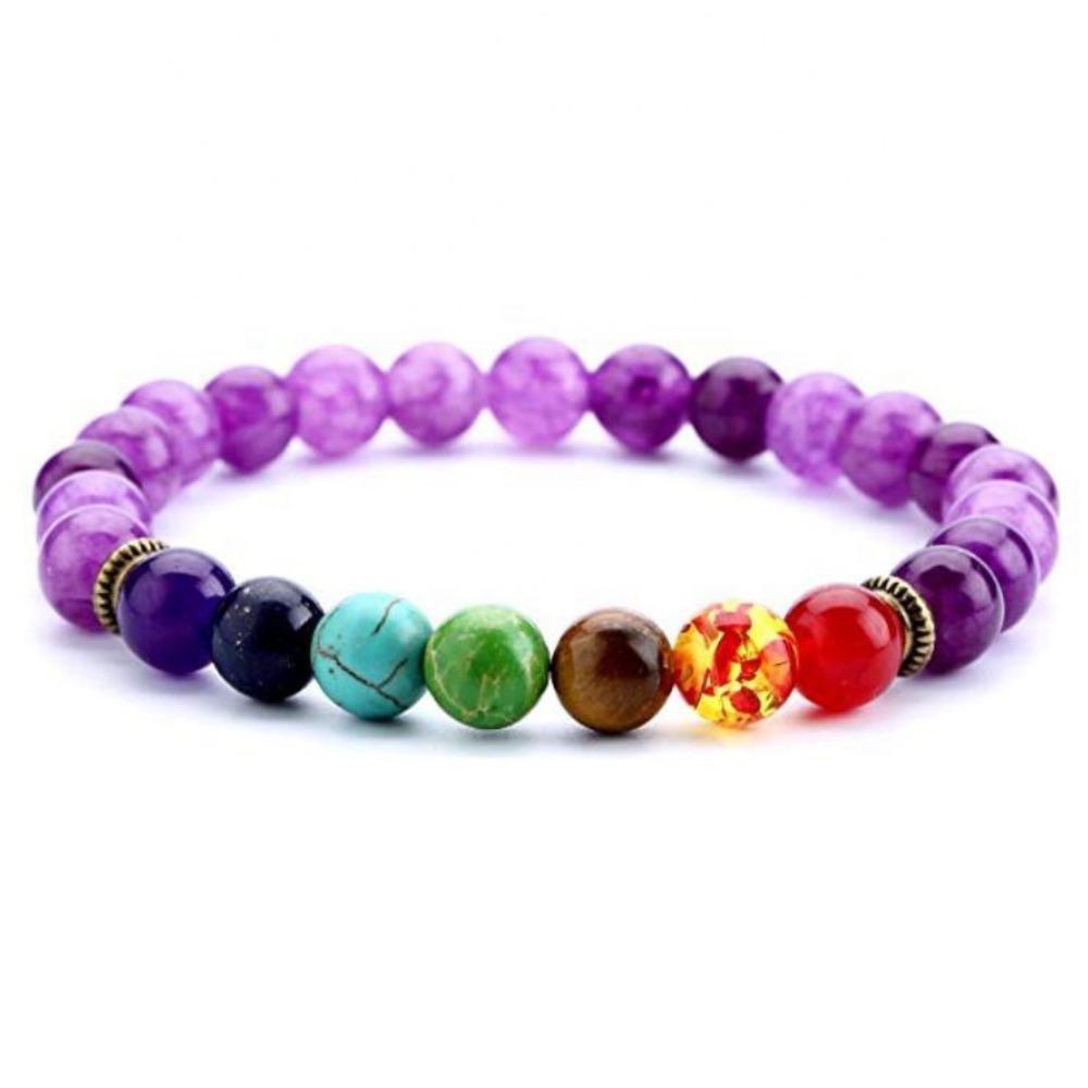 Volcanic stone colorful bracelet 8mm volcanic stone chalcedony beaded elastic rope bracelet natural volcanic stone colorful bracelet