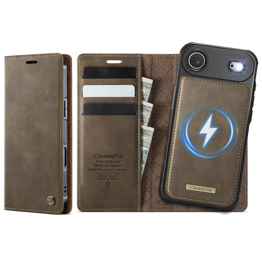 For iPhone Air Case CASEME C49 Compatible with MagSafe RFID Blocking Detachable Wallet Leather Phone Cover