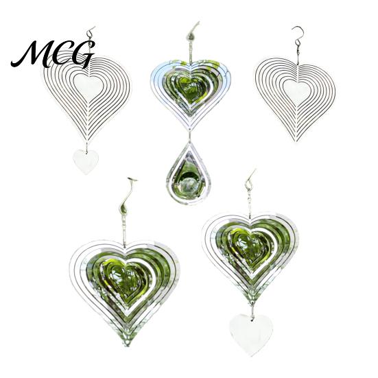 Wind Spinner Outdoor Stainless Steel Reflective Spinners Garden Decor, Sparkly Chime, Decorative Metal Art Yard Patio Farm Heart Gifts for Mom, Women
