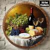 2D Flat 8x8 Inch Round Wine Art Sign Grape Bottle Glass Design for Bar Home Decor Holiday Gift